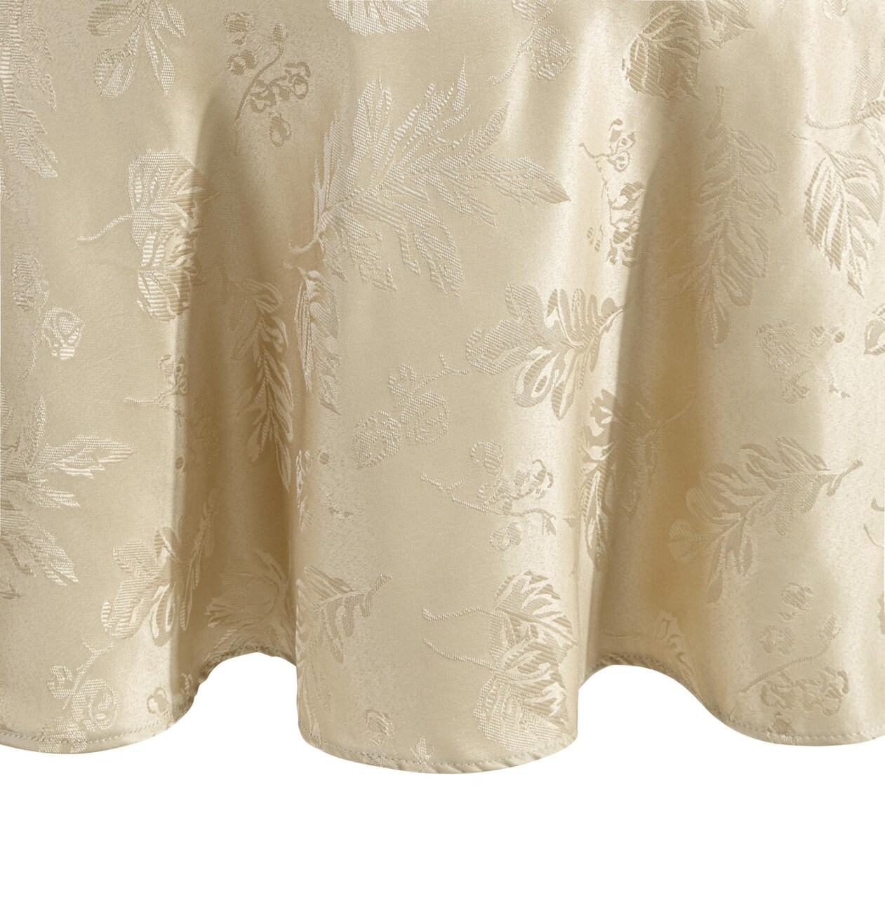 Threadmade Home Elegant Woven Leaves Jacquard Damask Tablecloth, Taupe - 70"W x 70"L Round